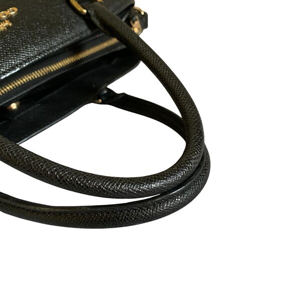 Coach Black Crossgrain Leather Satchel Handbag Gold Tone Hardware - Picture 7 of 14